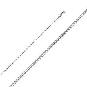 Solid 14K White Gold 1.5mm Flat Open Wheat Chain 20" or 22" or 24"